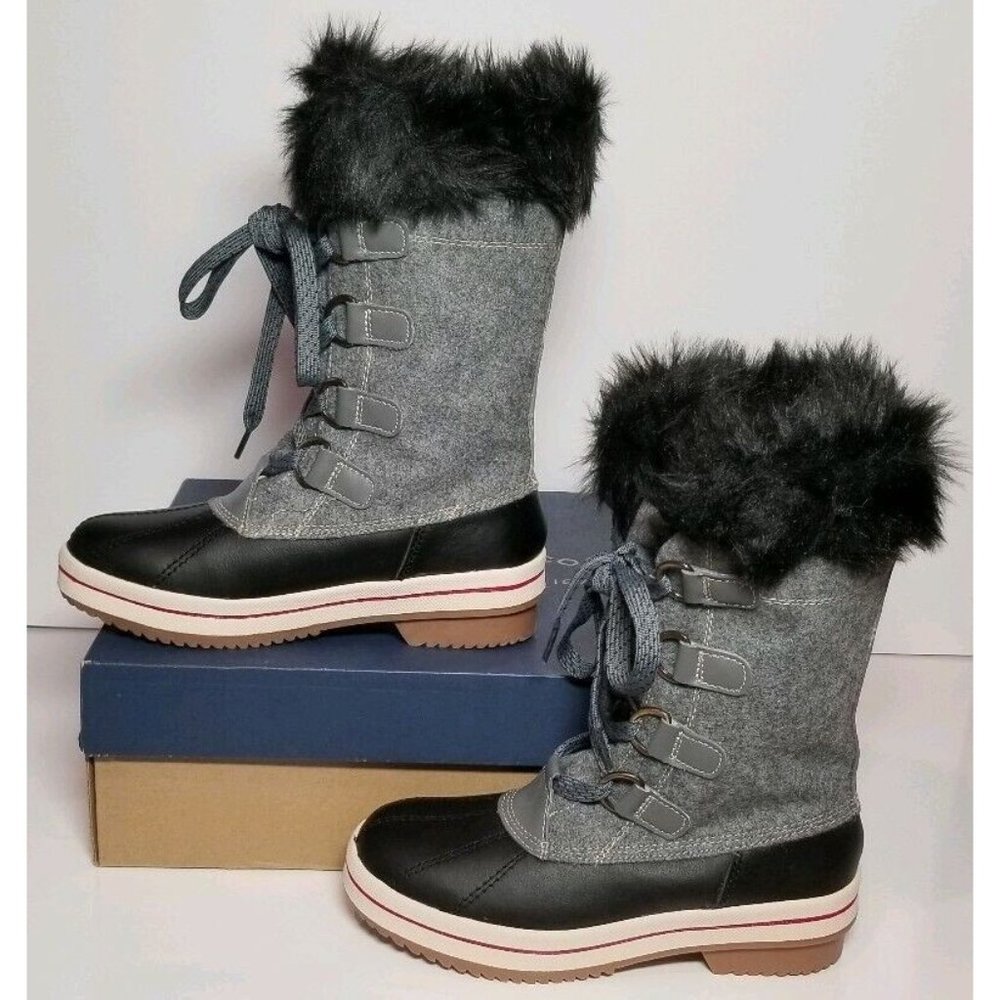 G H BASS JUNO WOMEN'S SIZE 7 WATERPROOF SNOW  BOOTS GREY NEW / BOX 0264-3435-020